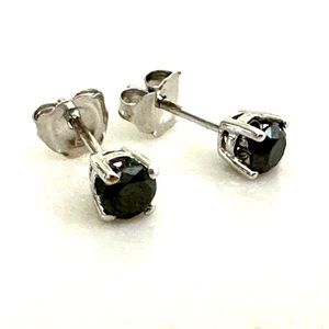 BRAND NEW Black Diamond Stud Earrings, .60 TCW, 10k White Gold